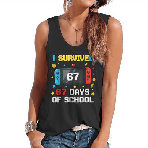 I Survived 67 Days Of School 67 Teacher Squad Matching Flowy Tank - teacherstshirts.com
