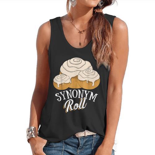 Synonym Roll Teacher And Grammar Geeks Pun For Men Women Kids Flowy Tank - teacherstshirts.com AU