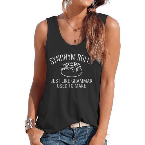 Synonym Rolls Book Lover English Teacher Grammar Flowy Tank - teacherstshirts.com AU