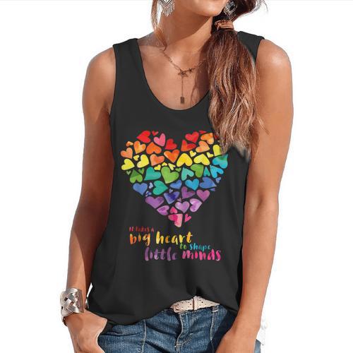 It Takes a Big Heart To Shape Little Minds Teacher Flowy Tank - teacherstshirts.com AU