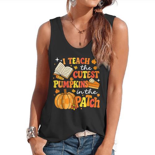 I Teach The Coolest Pumpkins In The Patch Teacher Halloween Flowy Tank - teacherstshirts.com UK
