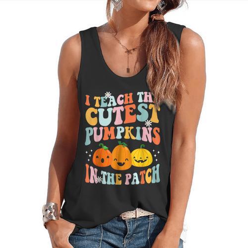I Teach The Cutest Pumpkins In The Patch Teacher Flowy Tank - teacherstshirts.com DE