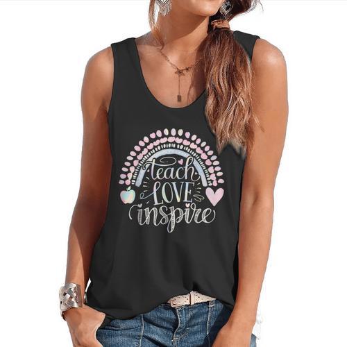 Teach Love Inspire Teacher Flowy Tank - teacherstshirts.com AU