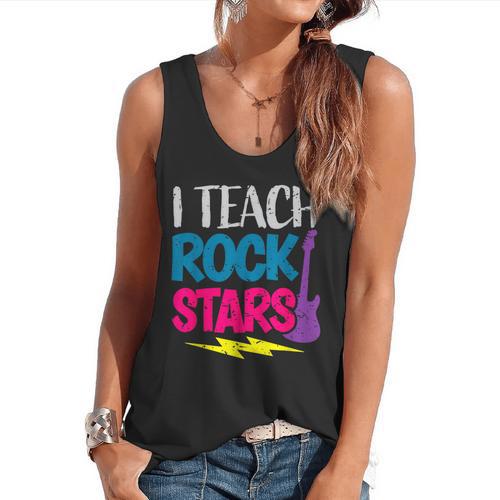 I Teach Rockstars Tee Orchestra Music Teacher Back To School Flowy Tank - teacherstshirts.com AU
