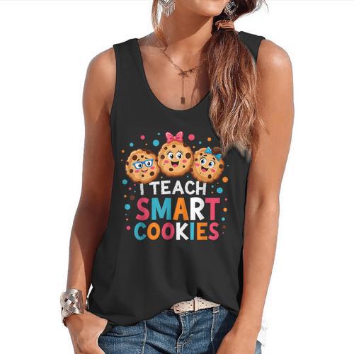 I Teach Smart Cookies Cute Back To School Teacher Flowy Tank - teacherstshirts.com DE