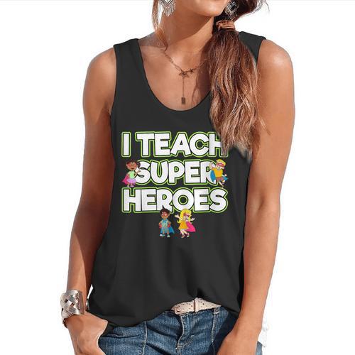 I Teach Superheroes School Teacher Professor Flowy Tank - teacherstshirts.com DE