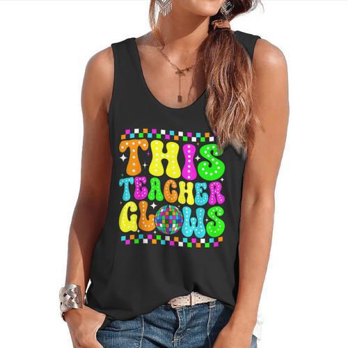 This Teacher 80s 90s Teachers's Day Glows Last Day Of School Flowy Tank - teacherstshirts.com AU
