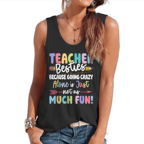 Teacher Besties Matching Teacher Besties Flowy Tank - teacherstshirts.com AU
