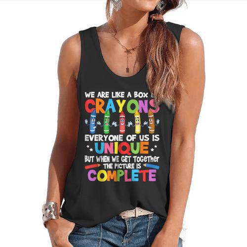 Teacher We Are Like a Box Of Crayons For Men Women Kids Flowy Tank - teacherstshirts.com AU