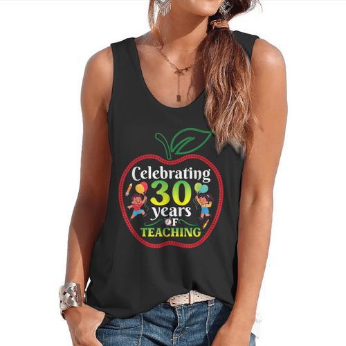 Teacher Celebrating 30 Years Of Teaching Students School Flowy Tank - teacherstshirts.com DE