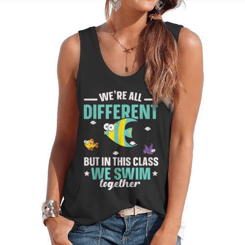 Teacher We All Different But In This Class We Swim Together Flowy Tank - teacherstshirts.com AU
