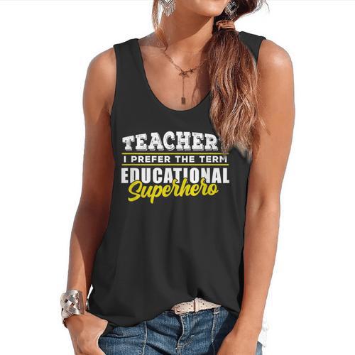 Teacher Educational Superhero School Teachers Flowy Tank - teacherstshirts.com