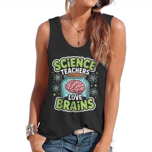 Teacher Halloween Costume Science Teachers Love Brains Flowy Tank - teacherstshirts.com UK