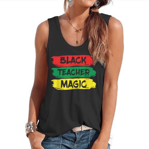 Teacher Magic Black History Month Educator For Men Women Flowy Tank - teacherstshirts.com UK