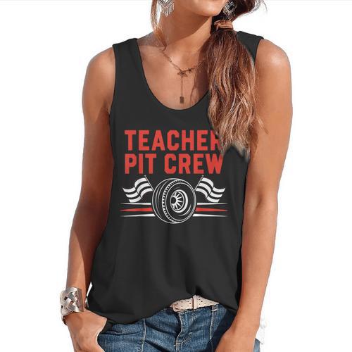 Teacher Pit Crew Race Car Driver Costume Men Women Kids Flowy Tank - teacherstshirts.com AU