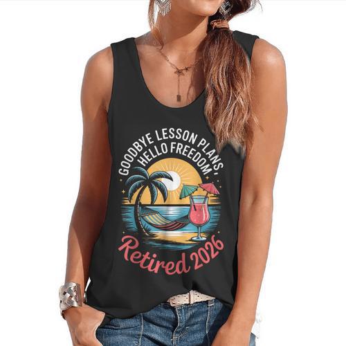 Teacher Retirement Shirts 2026 Goodbye Lesson Hello Freedom Flowy Tank - teacherstshirts.com AU