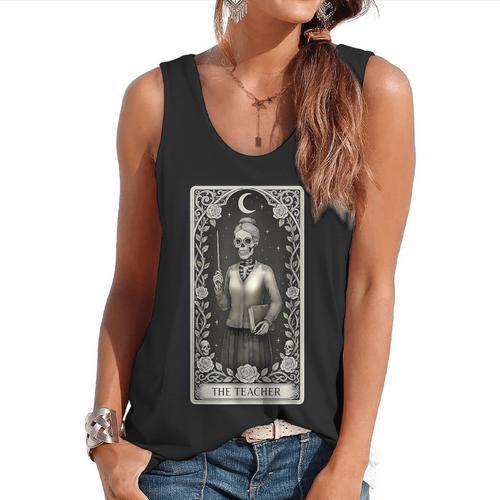The Teacher Skeleton Tarot Card Flowy Tank - teacherstshirts.com CA