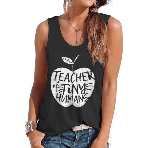 Teacher Of Tiny Humans Preschool Kindergarten Teacher Flowy Tank - teacherstshirts.com AU