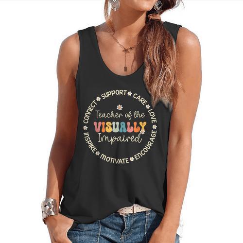 Teacher Of The Visually Impaired Appreciation Back To School Flowy Tank - teacherstshirts.com AU
