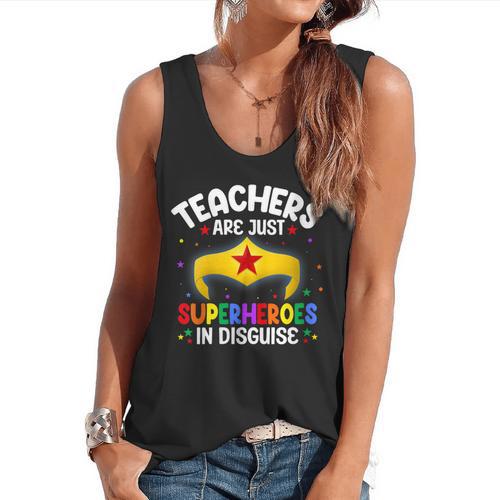 Teachers Are Just Superheroes In Disguise School Women Men Flowy Tank - teacherstshirts.com DE