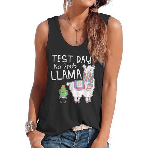 Teachers Testing Day Test Day No Prob Llama Teacher Flowy Tank - teacherstshirts.com UK