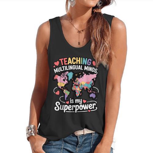 Teaching Multilingual Minds Learners English ESL Teacher Flowy Tank - teacherstshirts.com AU