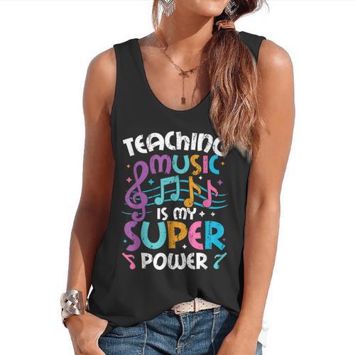 Teaching Music Is My Superpower Music Teacher For Men Women Kids Flowy Tank - teacherstshirts.com UK