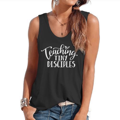 Teaching Tiny Disciples Christian Teacher Flowy Tank - teacherstshirts.com