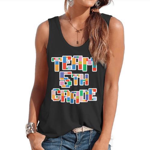 Team 5th Grade Building Blocks Bricks Theme Teacher Team For Men Women Kids Flowy Tank - teacherstshirts.com CA