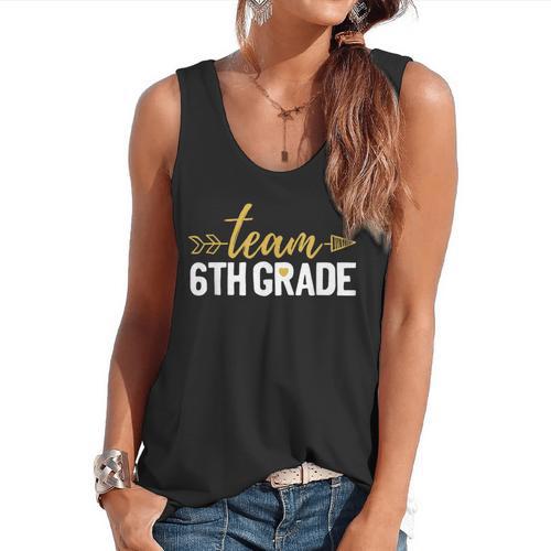 Team 6th Grade Hello Sixth Grade Crew Squad Teacher Kids Flowy Tank - teacherstshirts.com UK