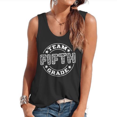 Team Fifth Grade Teacher Student Squad Team 5th Grade School Flowy Tank - teacherstshirts.com