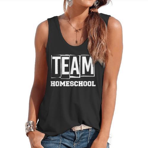 Team Homeschool Homeschooler Homeschooling Teacher Mom Kids Flowy Tank - teacherstshirts.com AU
