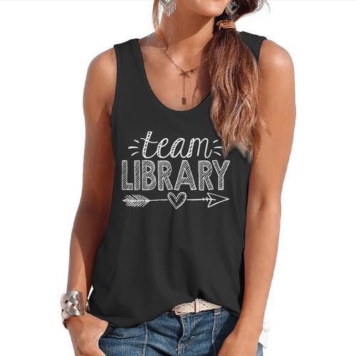 Team Library Tee Teacher Student Back To School Flowy Tank - teacherstshirts.com
