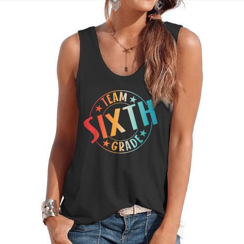 Team Sixth Grade Teacher Student Back To School 6th Grade Flowy Tank - teacherstshirts.com AU