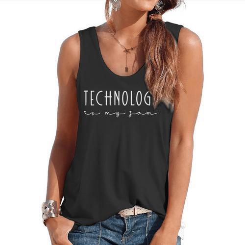 Technology Is My Jam Team Technology Teacher Squad Flowy Tank - teacherstshirts.com
