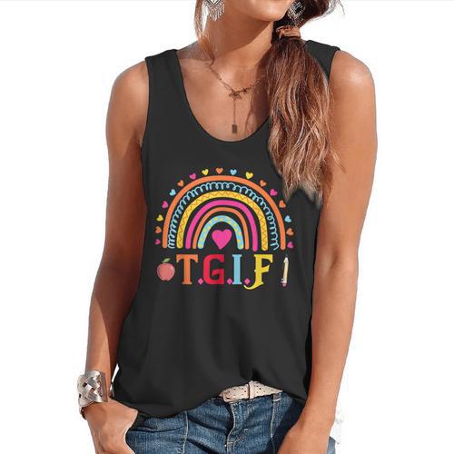 TGIF Teacher Appreciation Alphabet Thank God It's Friday For Men Women Girls Kids Flowy Tank - teacherstshirts.com CA