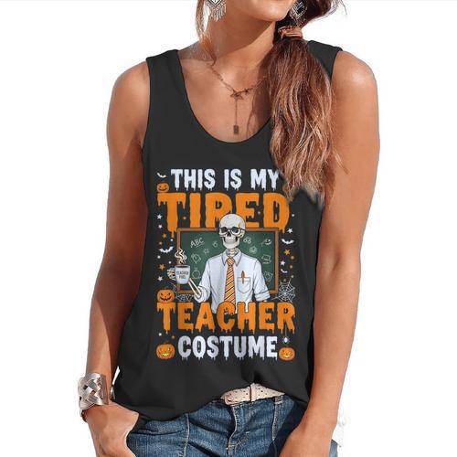 This Is My Tired Teacher Costume Halloween Costumes Flowy Tank - teacherstshirts.com AU