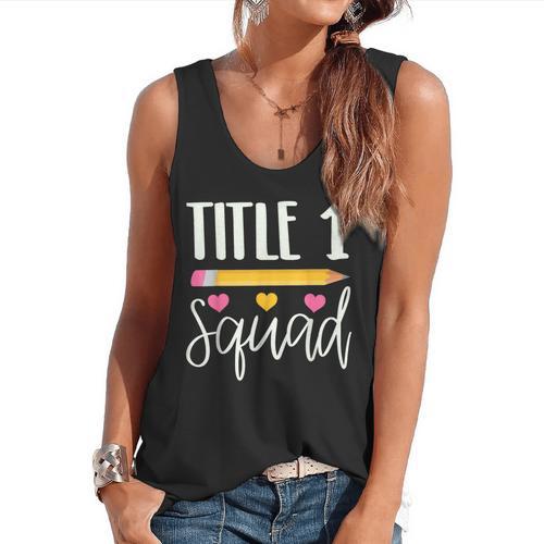 Title 1 Reading Teacher Shirt Flowy Tank - teacherstshirts.com CA