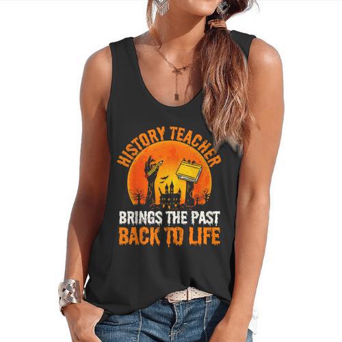 History Teacher Brings Past Back To Life Halloween Zombie Flowy Tank - teacherstshirts.com
