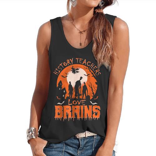 History Teachers Love Brains Halloween Teacher For Men Women Flowy Tank - teacherstshirts.com AU