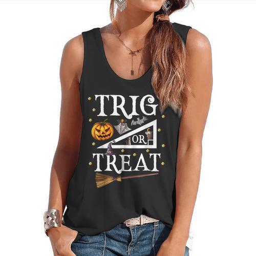 Trig Or Treat Shirt Halloween Math Teacher School College Men Women Kids Flowy Tank - teacherstshirts.com AU