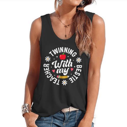 Twin Day Teacher Twinning With My Bestie Matching For Men Women Flowy Tank - teacherstshirts.com DE