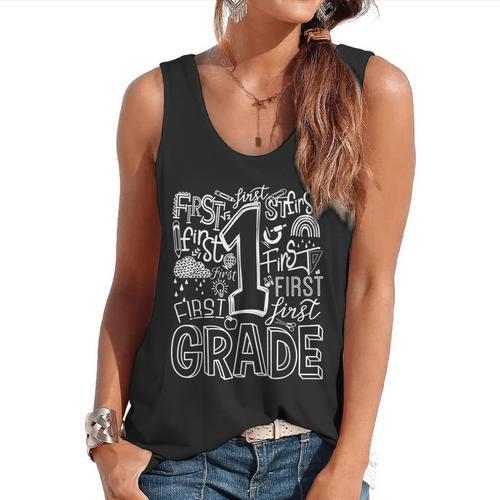 Typography 1st Grade Team Student Teacher Flowy Tank - teacherstshirts.com