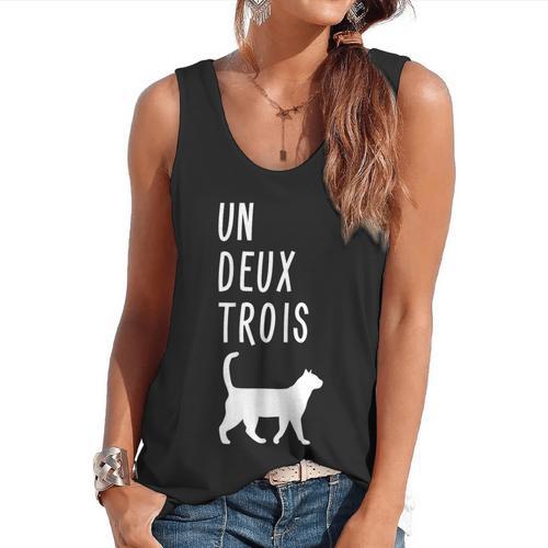 Un Deux Trois Cat Shirt French Teacher Flowy Tank - teacherstshirts.com