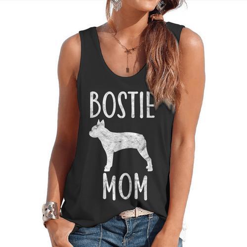 Vintage Boston Terrier Mom Dog Owner Bostie Mother Flowy Tank - Bostonterriersmerch.com