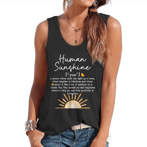 Vintage Human Sunshine Definition Teachers Mom Boss Women Flowy Tank - teacherstshirts.com AU