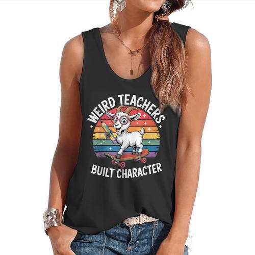 Weird Teachers Build Character Teacher Flowy Tank - teacherstshirts.com
