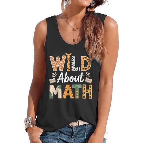 Wild About Math Cute Teacher Student Math Club Flowy Tank - teacherstshirts.com AU