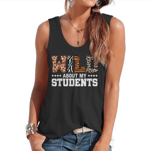 Wild About My Students Shirt Animals Teacher Flowy Tank - teacherstshirts.com
