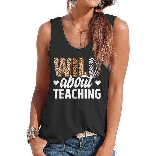 Wild About Teaching Teacher Teaching Back To School Flowy Tank - teacherstshirts.com AU